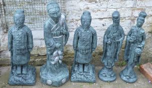 5 Oriental style garden figures