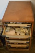 David N Robinson collection - large cabinet containing fossils and mineral samples