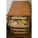 David N Robinson collection - large cabinet containing fossils and mineral samples