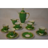 Copeland Spode 'Ryde' Y3064 emerald green part coffee service including coffee pot, sugar bowl,