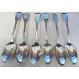 6 silver William IV teaspoons London 1836 weight 3.