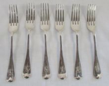 Set of 6 silver forks Sheffield 1970 weight 8.