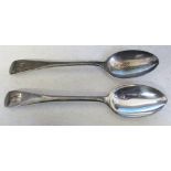 2 silver dessert spoons Sheffield 1900 weight 3.