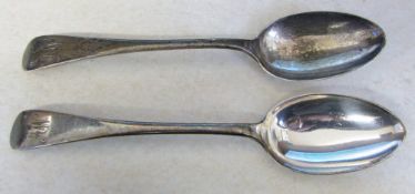 2 silver dessert spoons Sheffield 1900 weight 3.