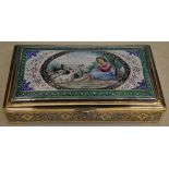 Persian / Anglo-Indian ornate white metal and enamel cigarette box,