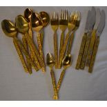 Small quantity of Webber & Hill gold plated cutlery including knives,