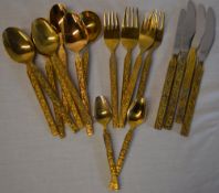 Small quantity of Webber & Hill gold plated cutlery including knives,