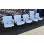 4 leather and tubular steel Boss designed chairs and one other