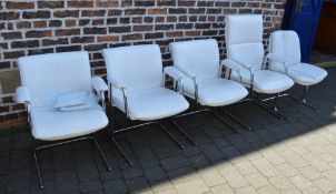 4 leather and tubular steel Boss designed chairs and one other