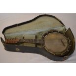 Vintage cased banjolin in poor condition