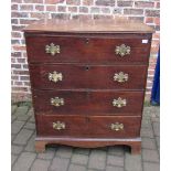 Georgian chest of drawers with replacement handles and repair to legs