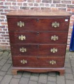 Georgian chest of drawers with replacement handles and repair to legs