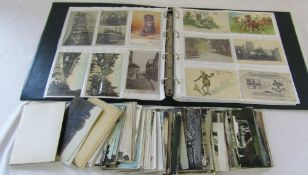 Postcard album and mainly topographical postcards