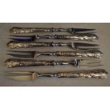 6 cased silver handled dessert/pastry forks, makers mark for Harrison Brothers,