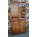 Reproduction Georgian III secretaire display bookcase H 122cm W 100cm