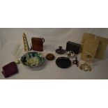 Mixed lot including drinking glasses, ceramic bowl, treen,