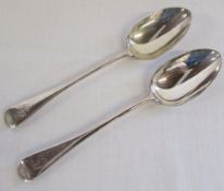 2 silver serving spoons London 1900 weight 5.