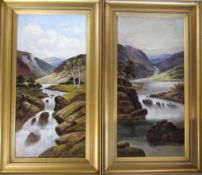 Two oil on canvas of mountainous river scenes by Sidney Yates Johnson (fl.