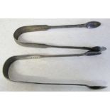 2 silver sugar tongs London 1850 and 1857 weight 2.