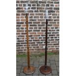 2 wooden standard lamps