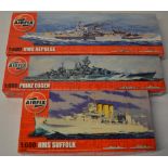 Airfix model kits including 1:600 HMS Repulse,