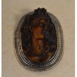 White metal cameo brooch