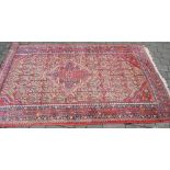 Red ground Persian rug 257 x 145cm