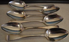 6 matching Georgian silver spoons, London 1828, total approx weight 6.