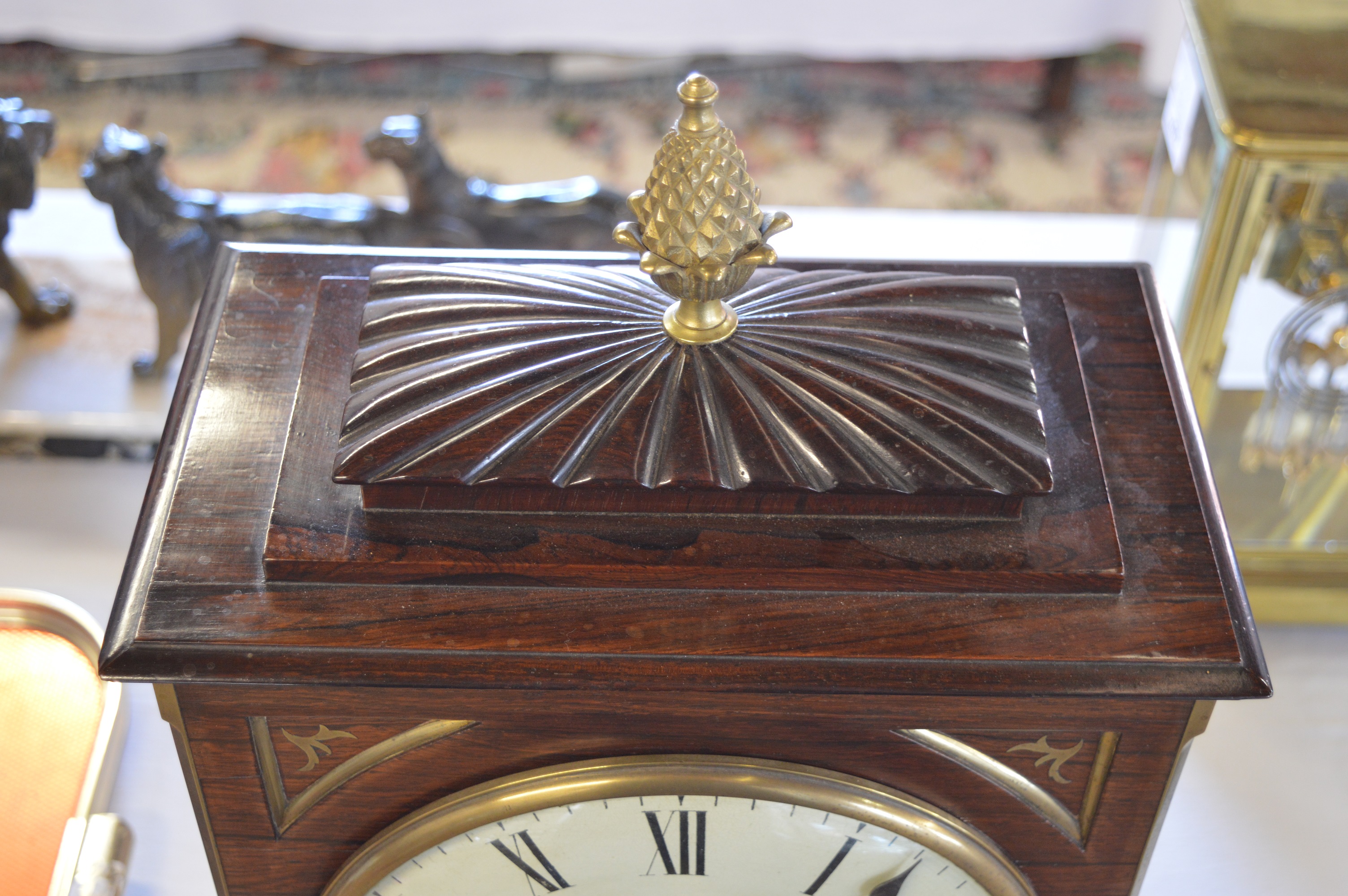 George III / Regency rosewood and brass repeating bracket clock, the dial marked L Leplastrier, - Image 2 of 8