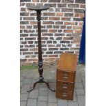 Small wooden filing cabinet and a plant stand