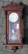 Vienna regulator wall clock with carved pedestal & 2 piece dial H 92cm
