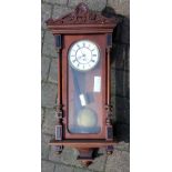 Vienna regulator wall clock with carved pedestal & 2 piece dial H 92cm