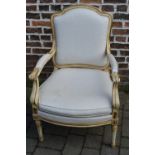 French gilded open arm chair