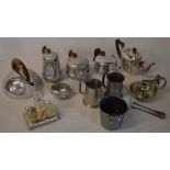 Picquot ware, pewter tankards,