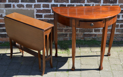 Demi lune table and a small gate leg table