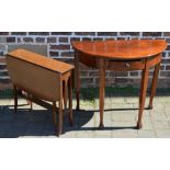 Demi lune table and a small gate leg table