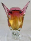 Multi coloured glass vase H 32.