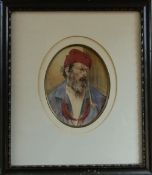 Watercolour of a man with a pipe,