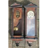 Pair of miniature Vienna regulator wall clocks for spares or repair