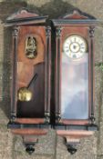 Pair of miniature Vienna regulator wall clocks for spares or repair