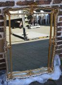 Rococo gilt framed wall mirror 100 x 75 cm