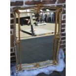 Rococo gilt framed wall mirror 100 x 75 cm