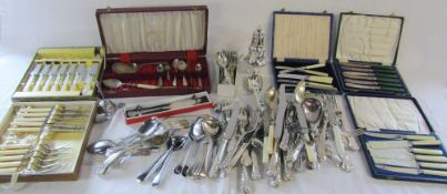 Large quantity of silver plate cutlery etc