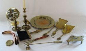 Assorted brassware inc candlesticks,