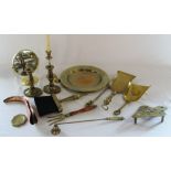 Assorted brassware inc candlesticks,