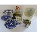 Assorted ceramics inc bed pan and Royal Doulton Dickens,
