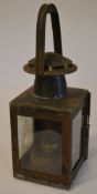 Railway lamp of square form,
