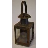 Railway lamp of square form,