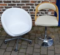 White swivel chair and breakfast stool