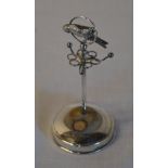 Ornate Edwardian silver 'Parrot Perch' ring stand / pin cushion by Adie & Lovekin Ltd,